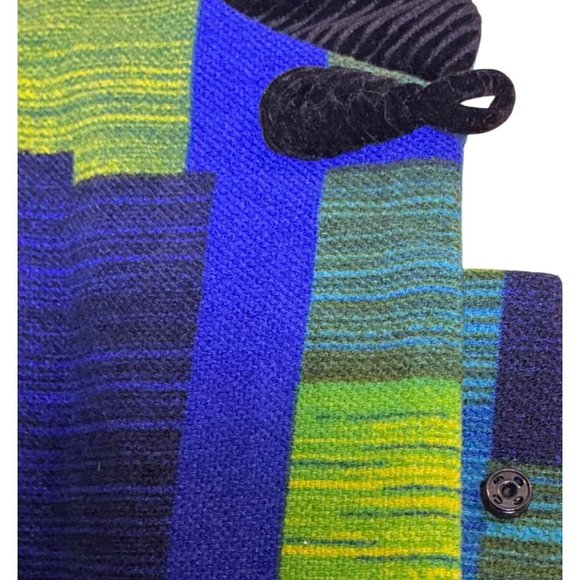 Vintage Wool Blend Geometric Print Jacket With Mandarin Collar & Frog Closure - Picture 6 of 11